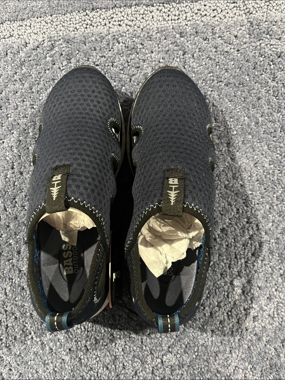 Bass Kids Black Slip-On Mesh Sneakers with Blue Pull Tabs